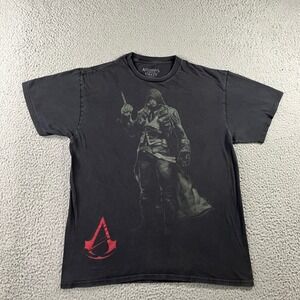 Assassins Creed Unity Graphic T-Shirt Men L Black Arno Dorian Thrashed Grunge